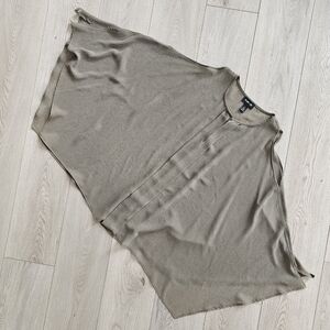 Ronen Chen Lagenlook Open Shoulder Draped Sheer Batwing Tunic in Neutral Taupe